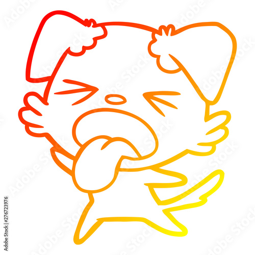 warm gradient line drawing cartoon disgusted dog