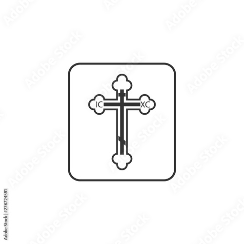 Orthodox, religion, christian cross icon. Vector illustration, flat design
