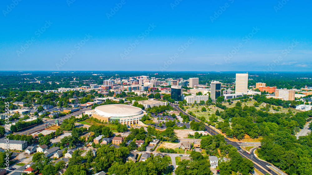 Fototapeta premium Main Street Skyline Aerial in Greenville South Carolina SC