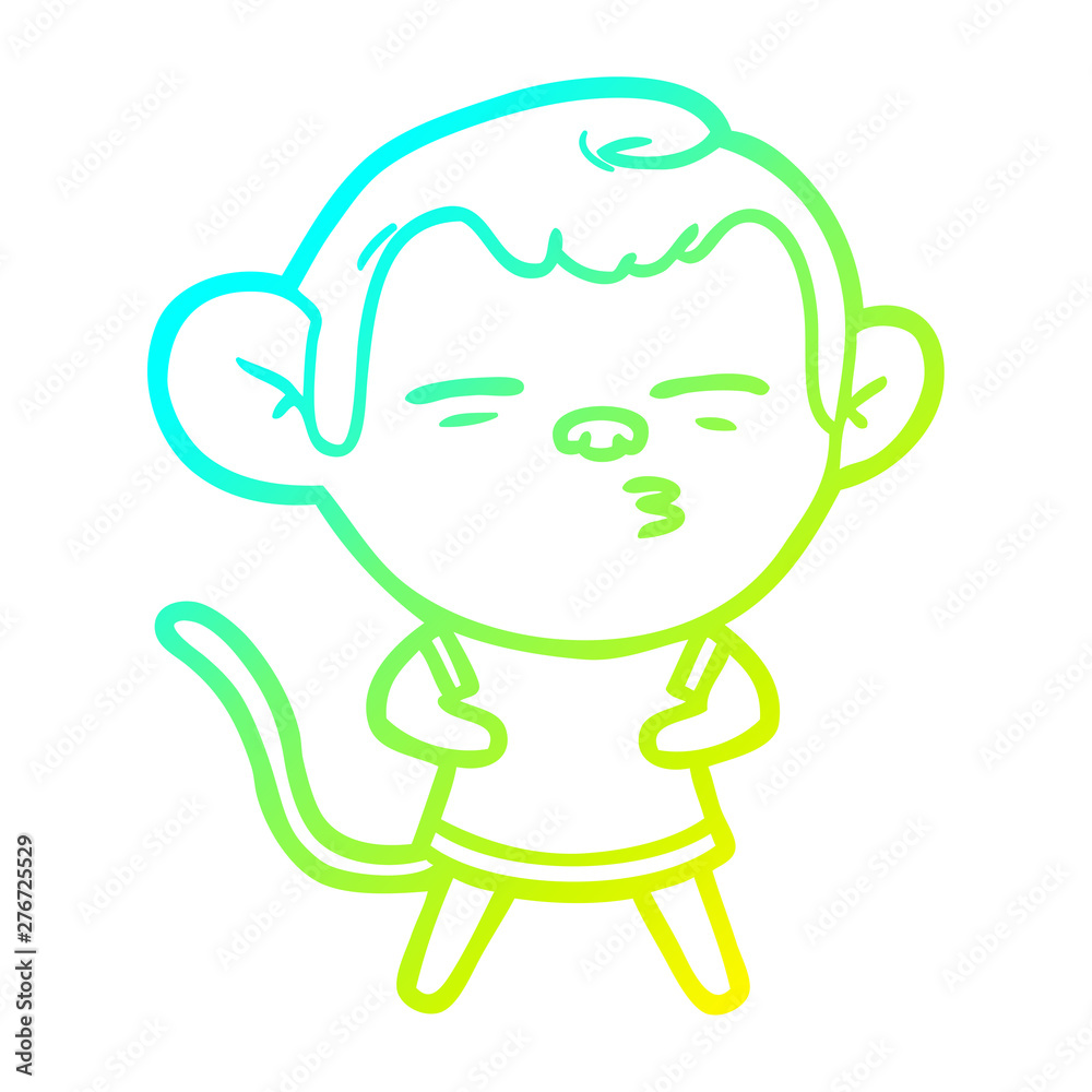cold gradient line drawing cartoon suspicious monkey cold gradient line drawing cartoon suspicious monkey