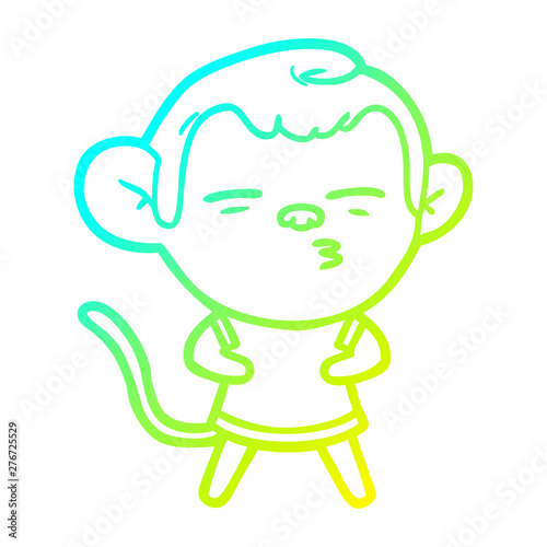 cold gradient line drawing cartoon suspicious monkey
