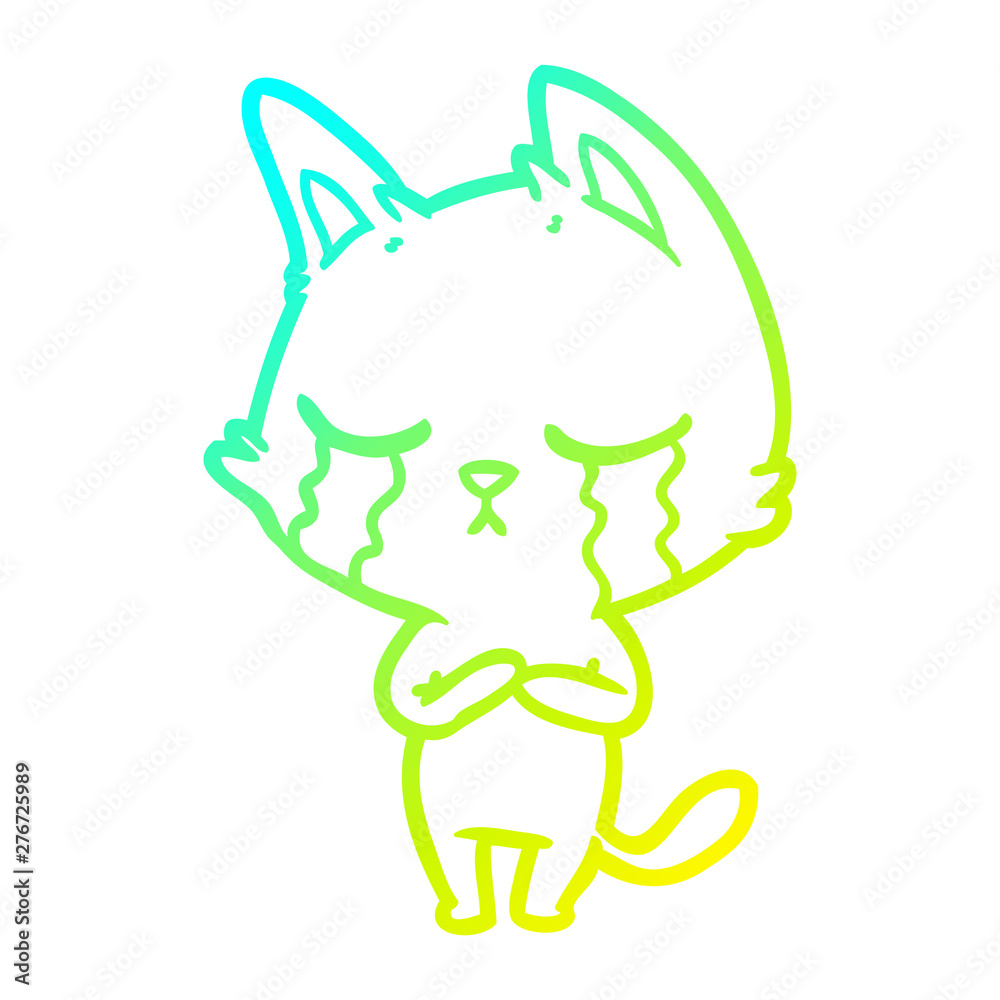 cold gradient line drawing crying cartoon cat cold gradient line drawing crying cartoon cat