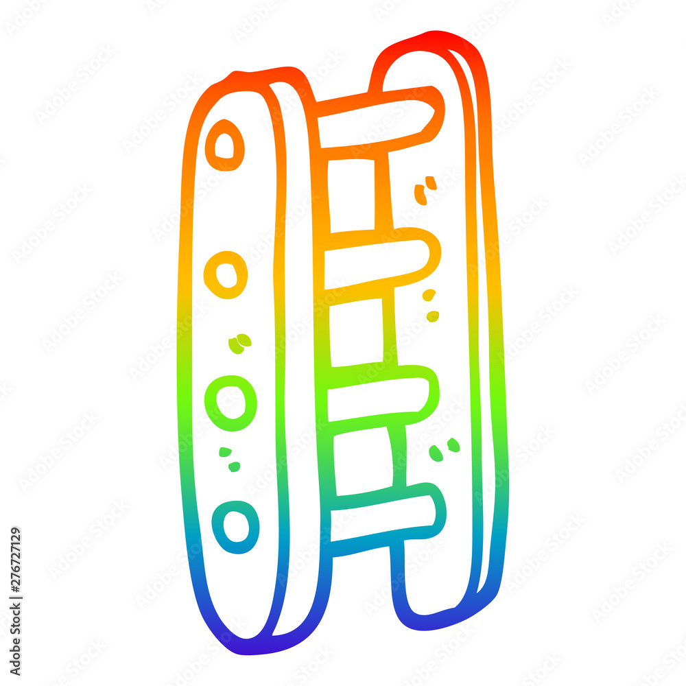rainbow gradient line drawing cartoon tall ladder Stock Vector