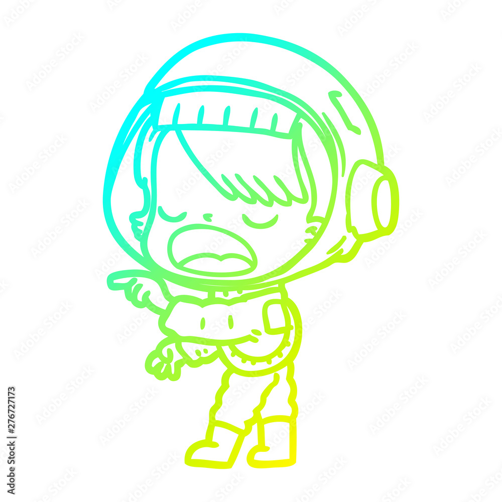 cold gradient line drawing cartoon astronaut woman pointing and talking cold gradient line drawing cartoon astronaut woman pointing and talking