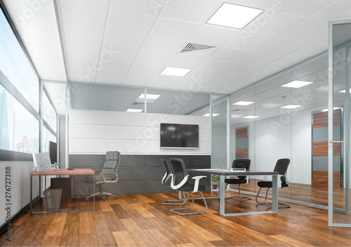 Fototapeta Naklejka Na Ścianę i Meble -  Modern office and corridor interior. 3d illustration
