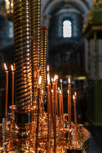 Burning candles in the Orthodox Church