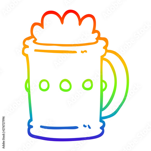 rainbow gradient line drawing cartoon beer tankard