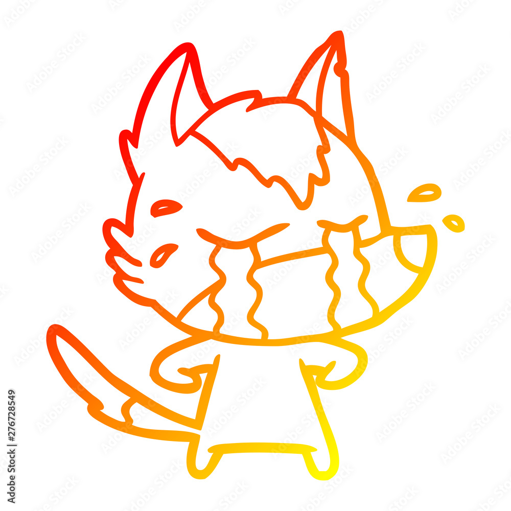 warm gradient line drawing cartoon crying wolf warm gradient line drawing cartoon crying wolf