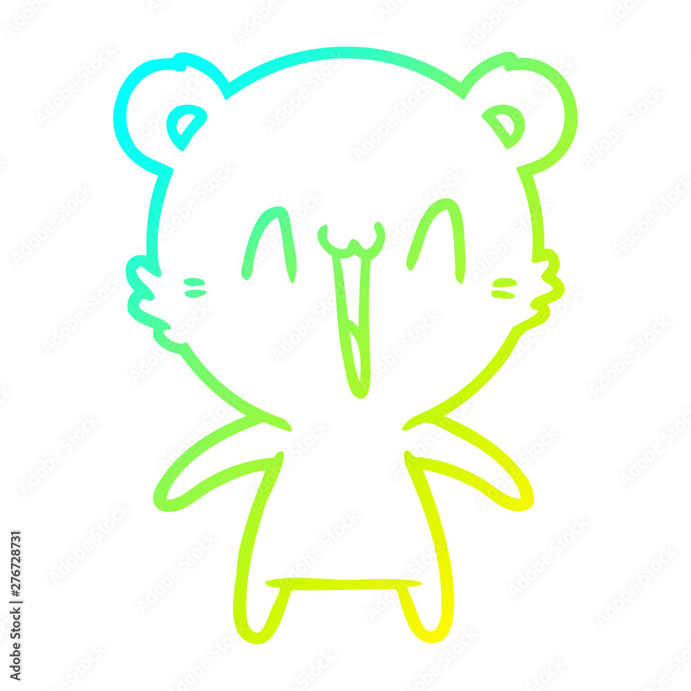 Obraz premium cold gradient line drawing happy polar bear cartoon