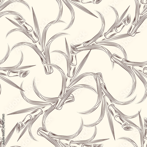 Sugar cane stalks with leaves seamless pattern.