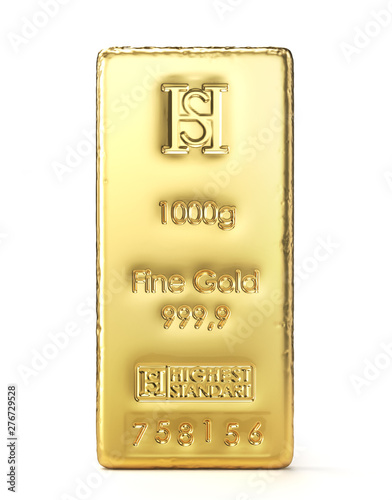 Golden bars isolated on a white background. 3d illustration