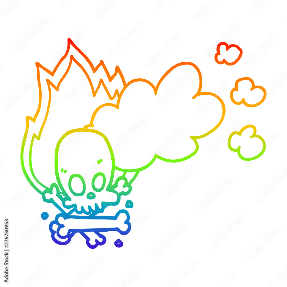 rainbow gradient line drawing cartoon spooky burning bones rainbow gradient line drawing cartoon spooky burning bones