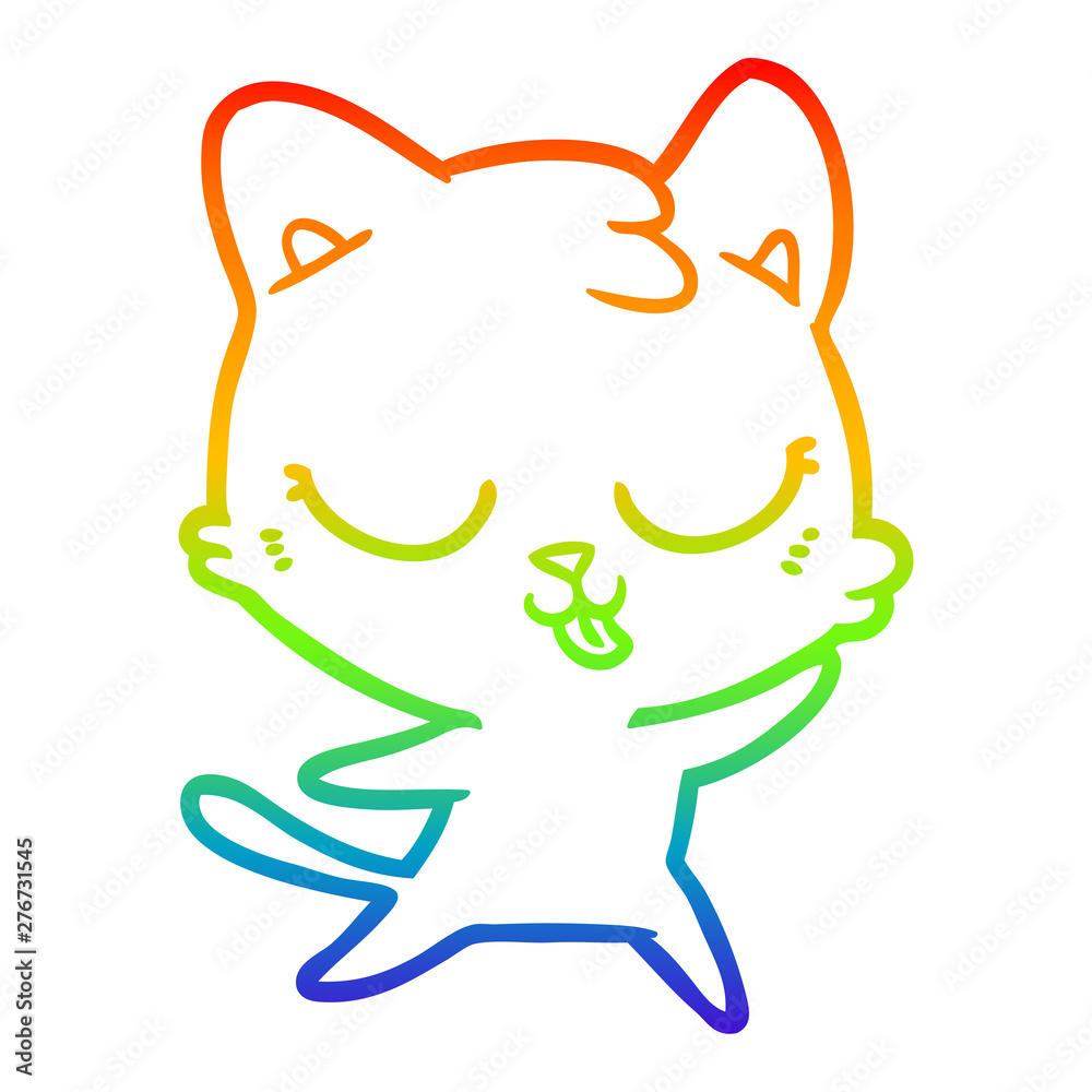 rainbow gradient line drawing happy cartoon cat rainbow gradient line drawing happy cartoon cat