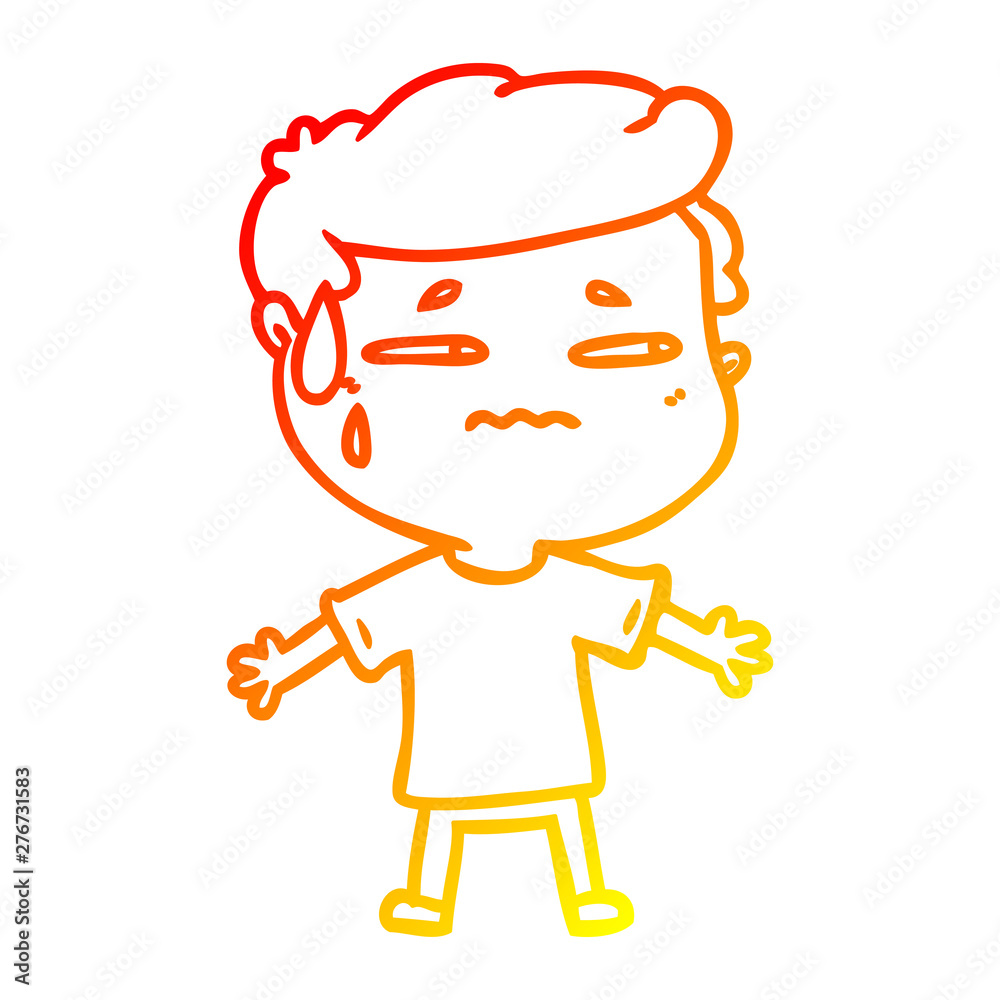 warm gradient line drawing cartoon anxious man warm gradient line drawing cartoon anxious man