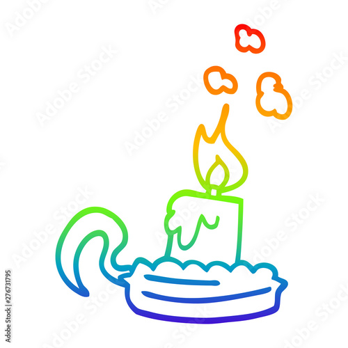 rainbow gradient line drawing cartoon candle stick holder