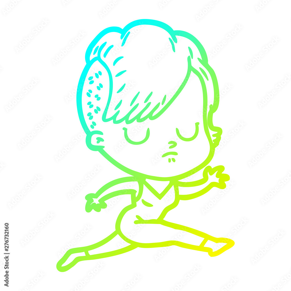 cold gradient line drawing cartoon woman cold gradient line drawing cartoon woman