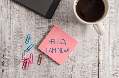 Canvas Print Handwriting text writing Hello I Am New