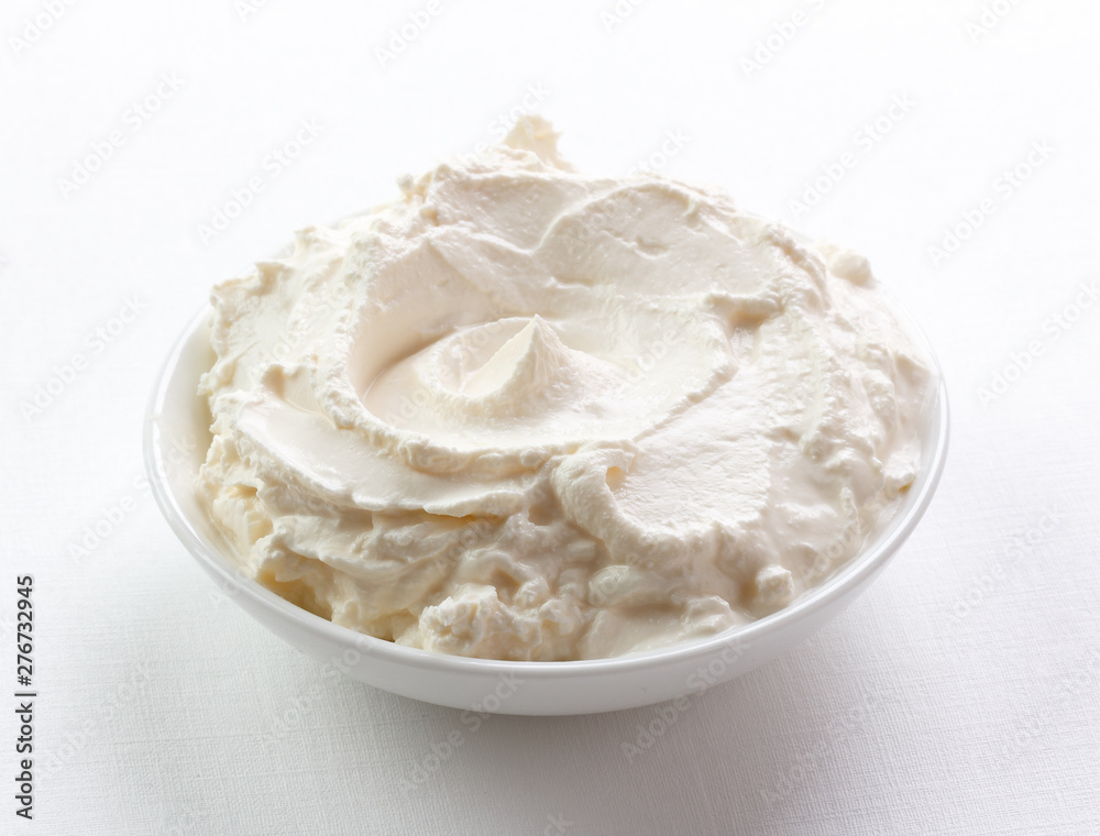 curd in a plate isolated white background