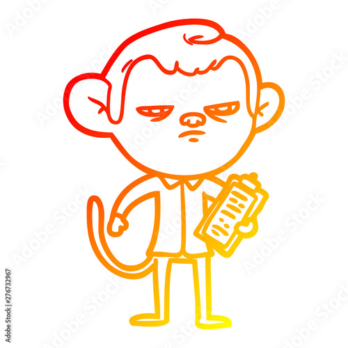 warm gradient line drawing cartoon annoyed monkey boss