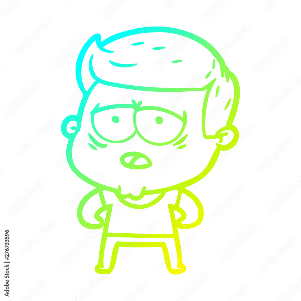 cold gradient line drawing cartoon tired man cold gradient line drawing cartoon tired man