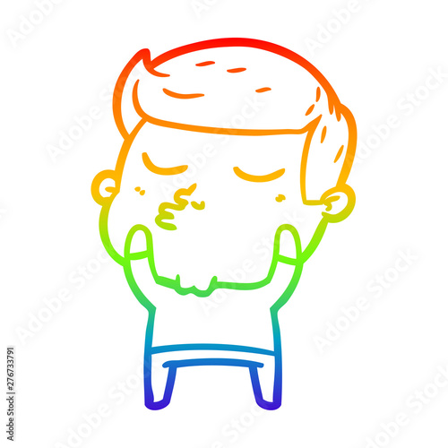 rainbow gradient line drawing cartoon model guy pouting