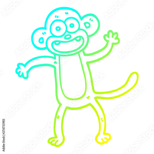 cold gradient line drawing cartoon crazy monkey
