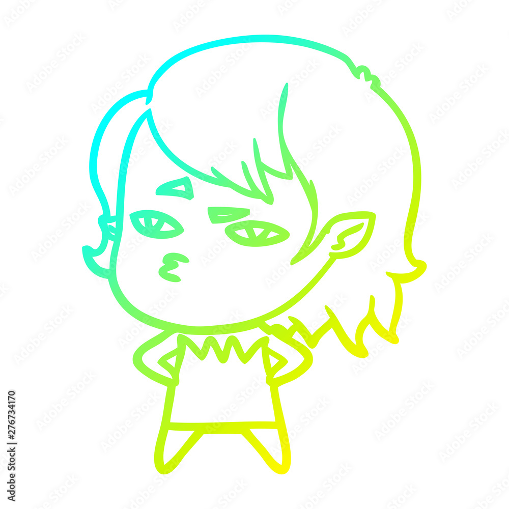 cold gradient line drawing cartoon vampire girl cold gradient line drawing cartoon vampire girl
