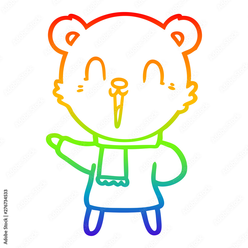 rainbow gradient line drawing happy cartoon polar bear rainbow gradient line drawing happy cartoon polar bear