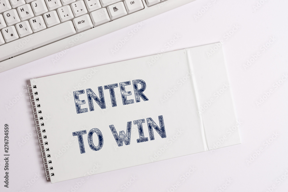 Text sign showing Enter To Win. Business photo showcasing exchanging something value for prize or chance of winning Text sign showing Enter To Win. Business photo showcasing exchanging something value for prize or chance of winning