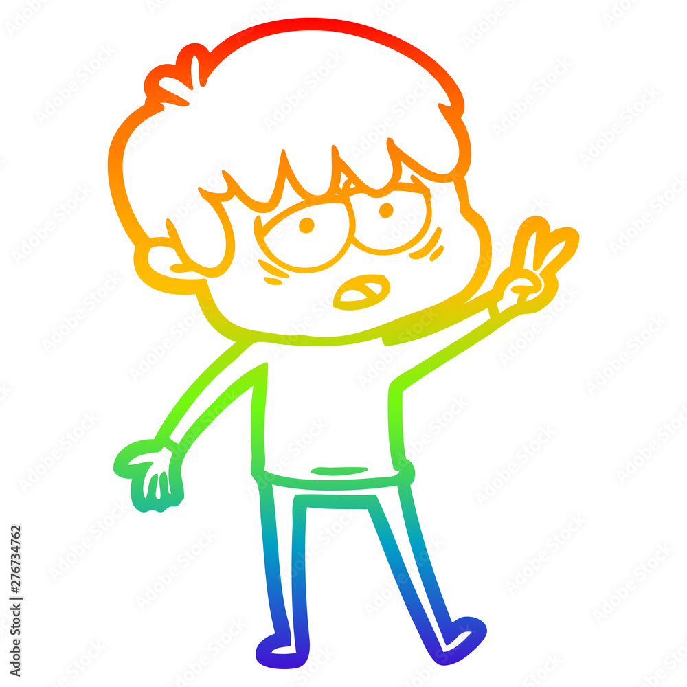 rainbow gradient line drawing cartoon exhausted boy rainbow gradient line drawing cartoon exhausted boy