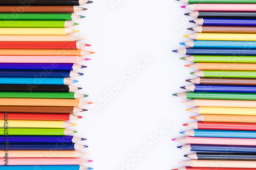 Wavy rows of bright pencils