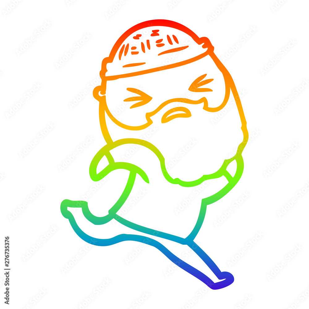 rainbow gradient line drawing cartoon man with beard rainbow gradient line drawing cartoon man with beard