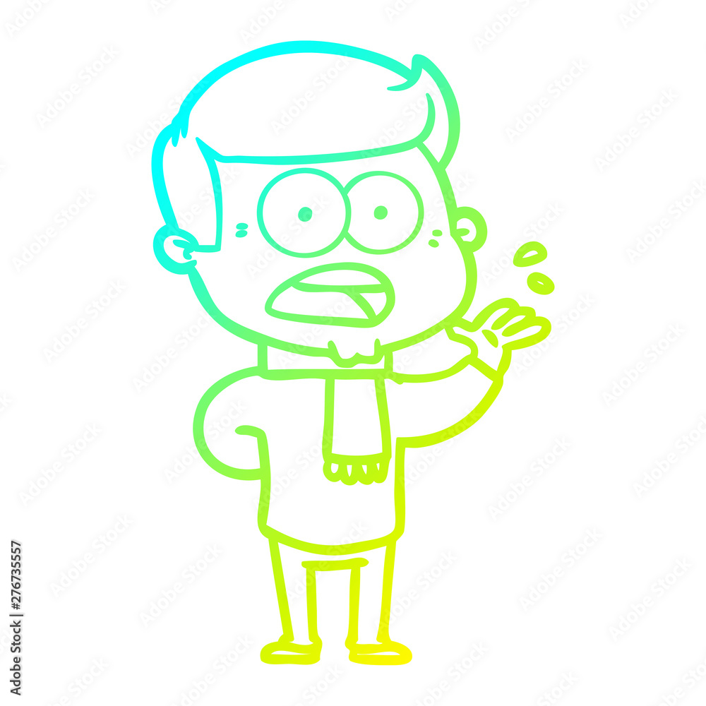 cold gradient line drawing cartoon shocked man cold gradient line drawing cartoon shocked man