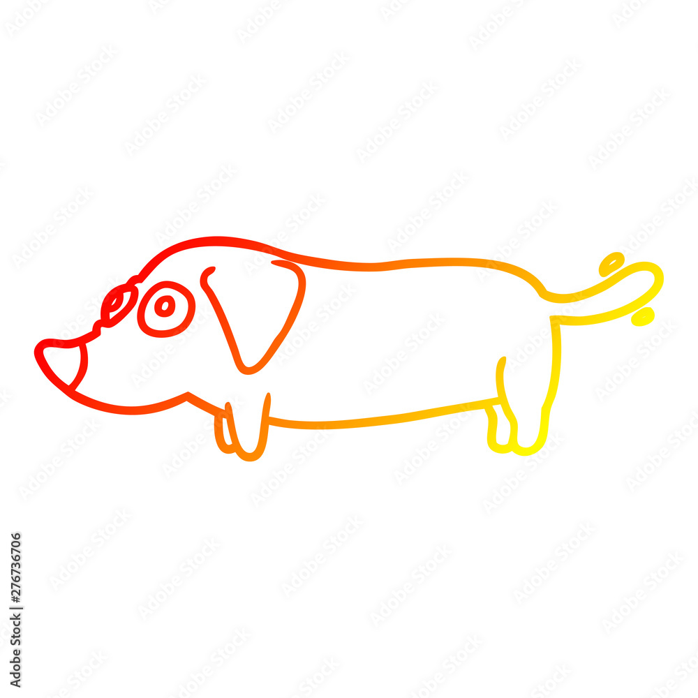 Fototapeta premium warm gradient line drawing little dog