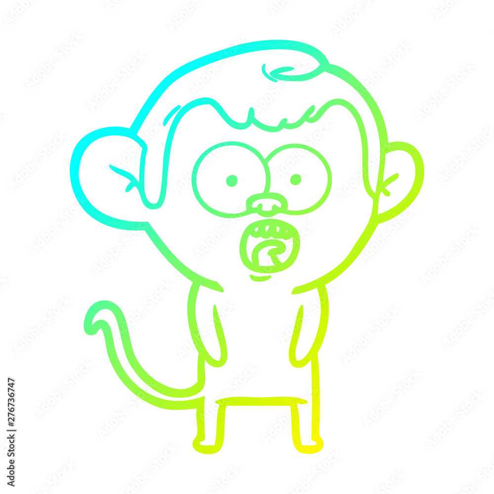 cold gradient line drawing cartoon shocked monkey cold gradient line drawing cartoon shocked monkey