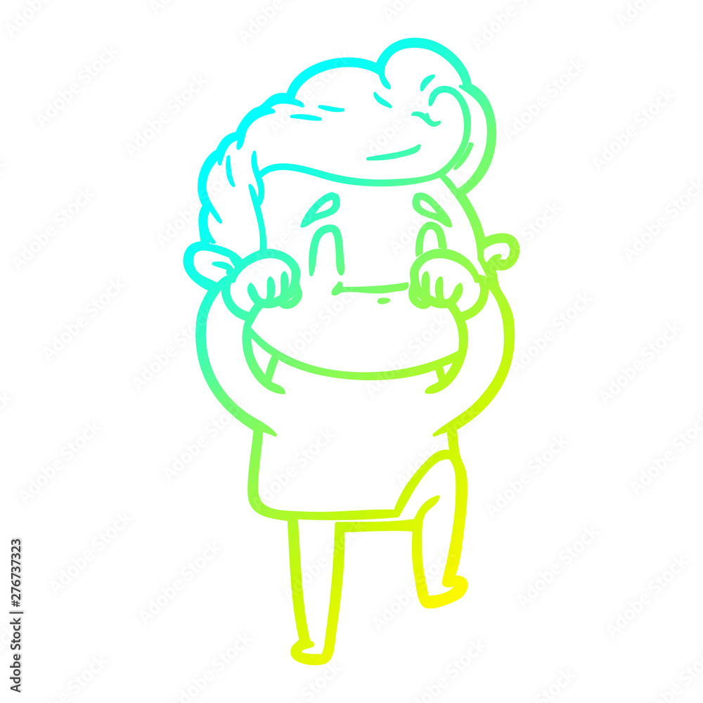 cold gradient line drawing happy cartoon man cold gradient line drawing happy cartoon man
