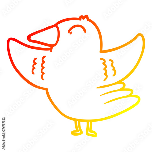 warm gradient line drawing cartoon bird spreading wings
