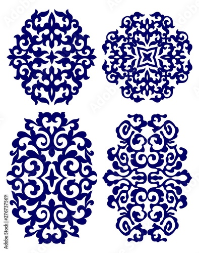 Round and oval kazakh ornament.