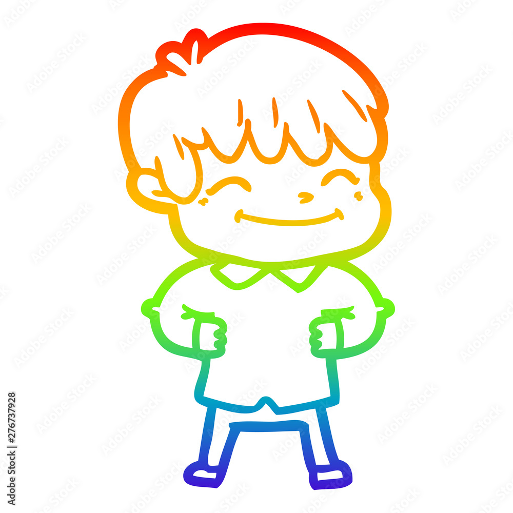 rainbow gradient line drawing cartoon happy boy rainbow gradient line drawing cartoon happy boy