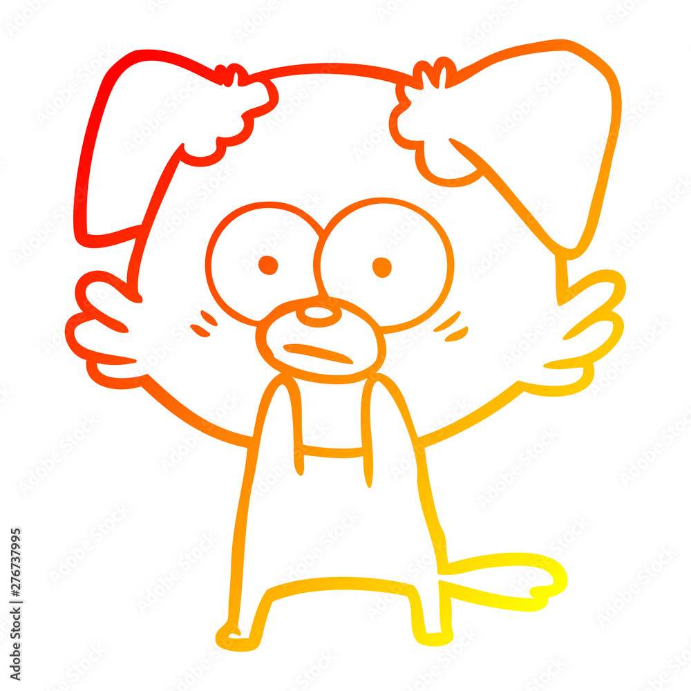 warm gradient line drawing nervous dog cartoon warm gradient line drawing nervous dog cartoon