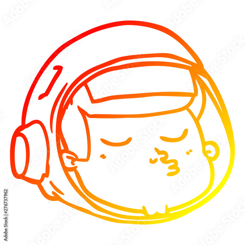 warm gradient line drawing cartoon astronaut face