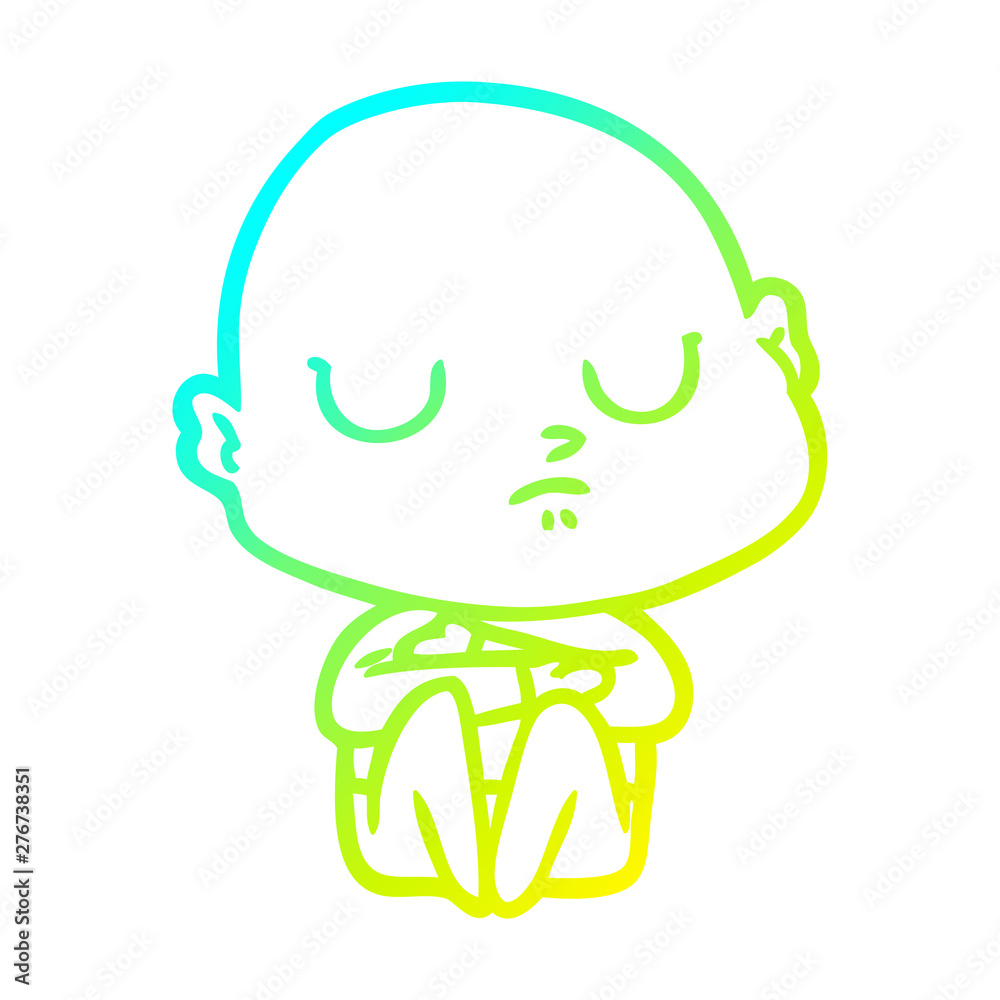 cold gradient line drawing cartoon bald man cold gradient line drawing cartoon bald man