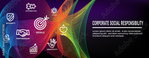 CSR-Corporate Social Responsibility Outline Icon Set - Web Header Banner