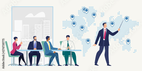 Business Meeting in Company Office Vector Concept