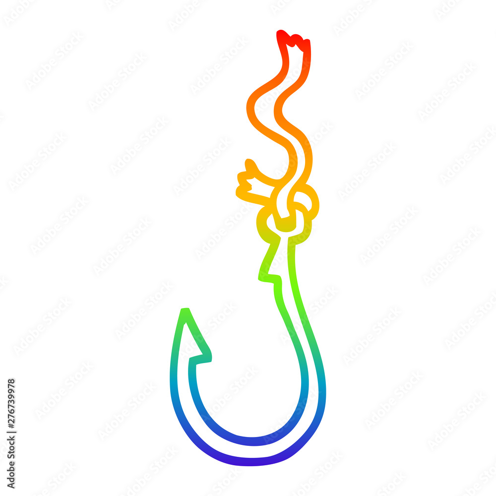 rainbow gradient line drawing cartoon fish hook rainbow gradient line drawing cartoon fish hook