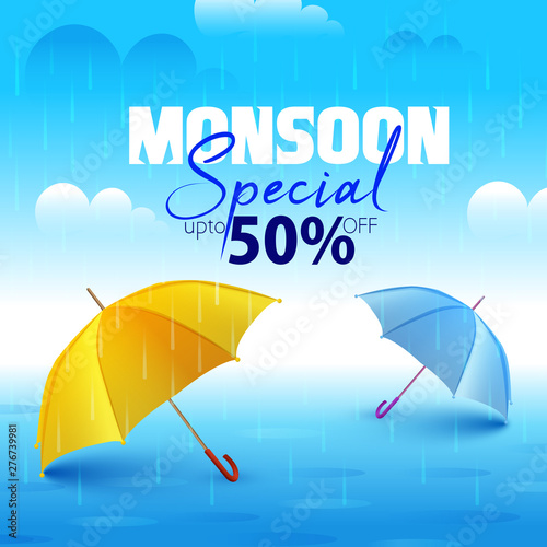 vector illustration,poster for Monsoon season, sale banner,sale 