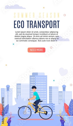 Bright Poster Eco Transport Lettering Cartoon.