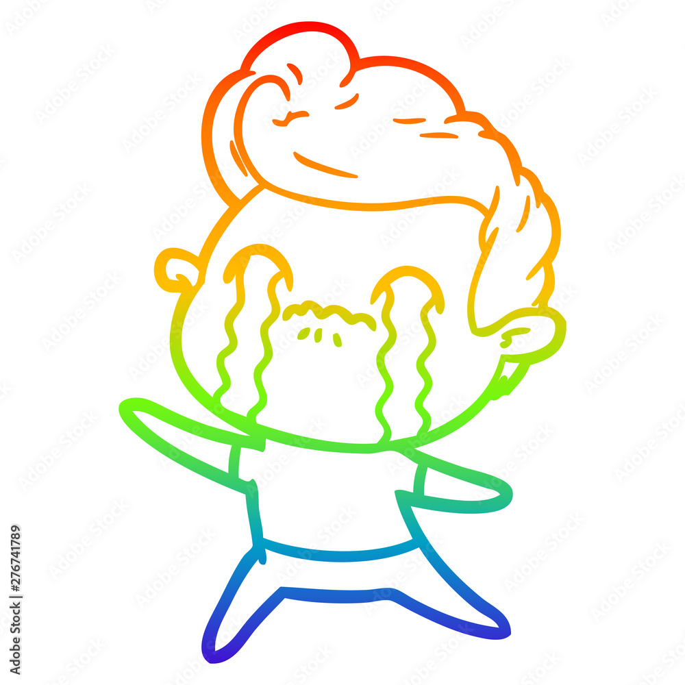 rainbow gradient line drawing cartoon man crying rainbow gradient line drawing cartoon man crying