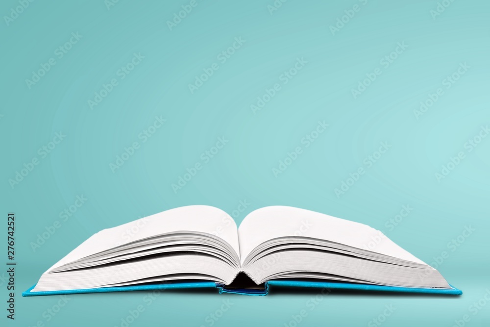 Open book isolated on white and letters Open book isolated on white and letters