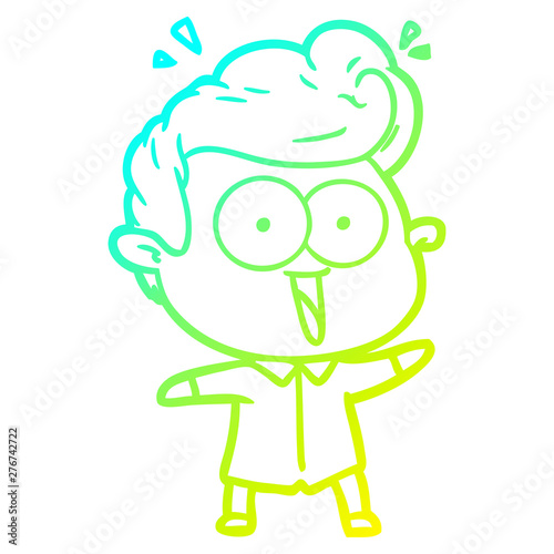 cold gradient line drawing cartoon excited man